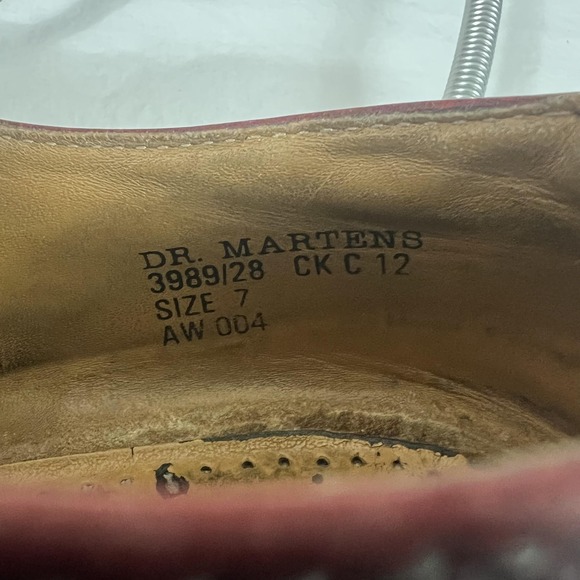 Vintage Dr. Martens 3989/28 Shoes Mens Size 7 Red Gray Leather Brogue Colorblock - Picture 9 of 9